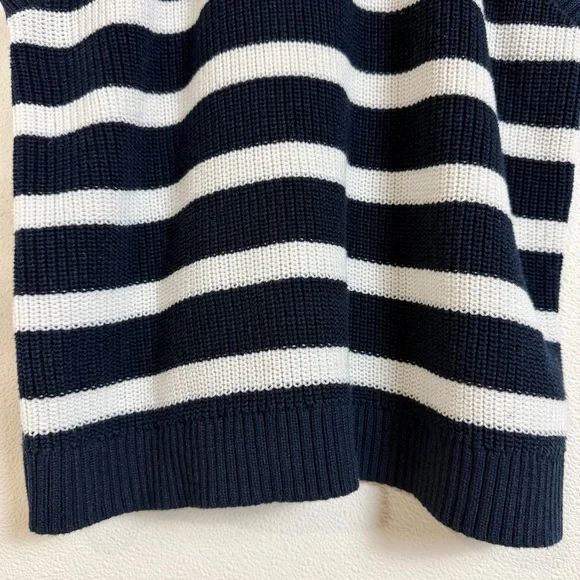 Old Navy White Striped Sweater Tank Sleeveless Cotton Blend Nautical Size XL - Picture 7 of 11